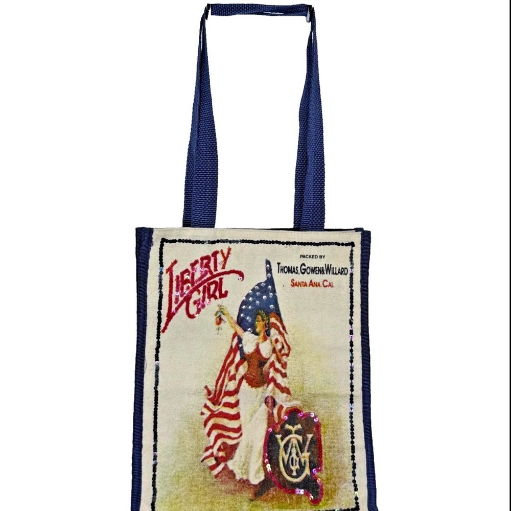Express Patriotic Liberty Girl Canvas Tote Bag Packed By Thomas, Gowen& Willard